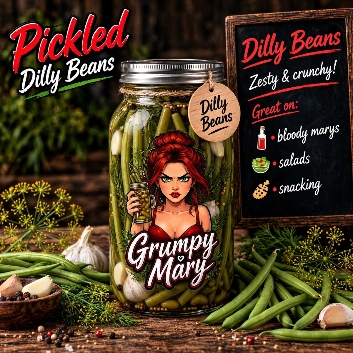 Grumpy Mary Pickled Dilly Beans