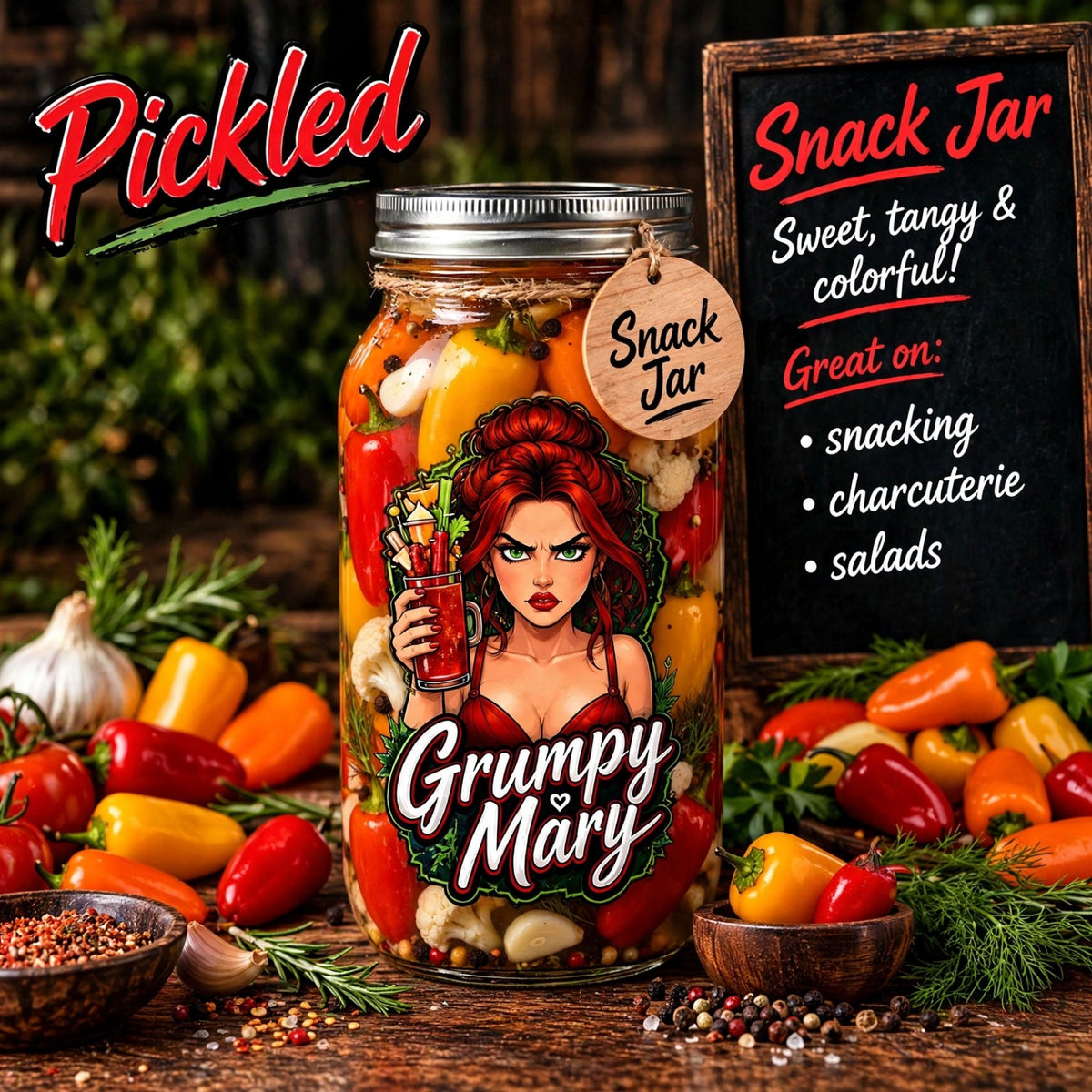 Grumpy Mary Pickled Snack Jar